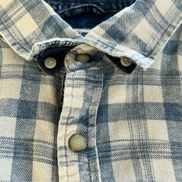 Buffalo David Bitton Shirt Large Blue Plaid Button Down Western Pearl Snaps - Picture 4 of 12